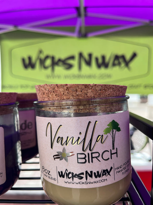 Vanilla Birch | Candle | 100% Recycled Glass | WicksNWax