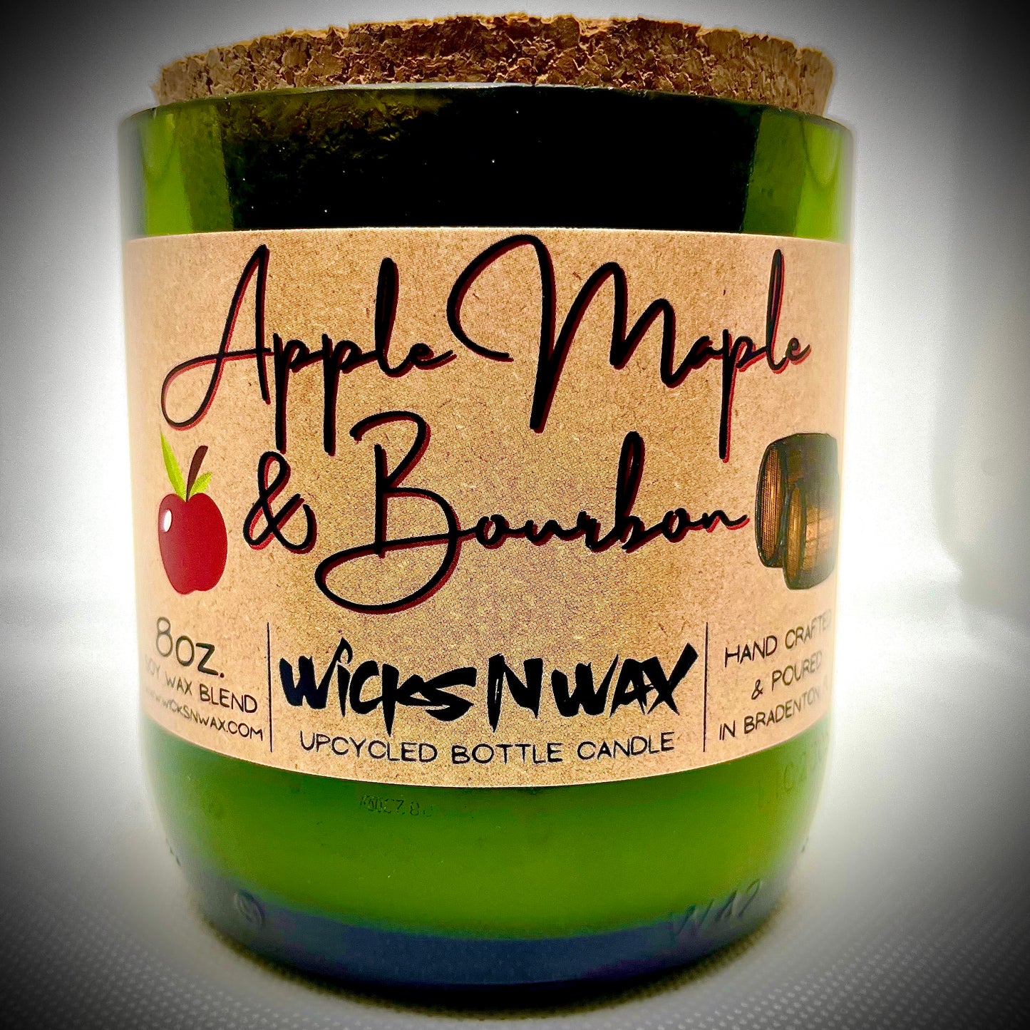 Apple Maple Bourbon | Champagne Bottle Candle | WicksNWax