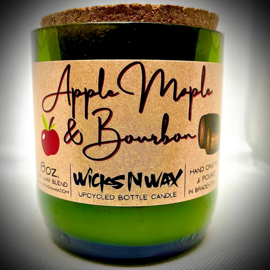 Apple Maple Bourbon | Candle | Upcycled Champagne Bottle | WicksNWax
