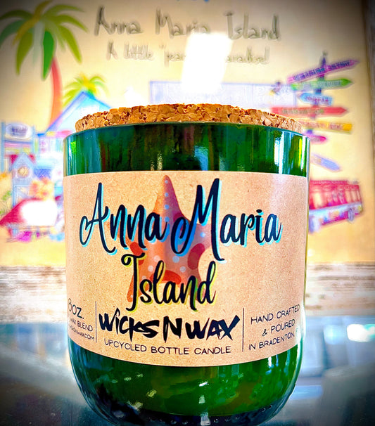 Anna Maria Island | Candle | Upcycled Champagne Bottle | WicksNWax