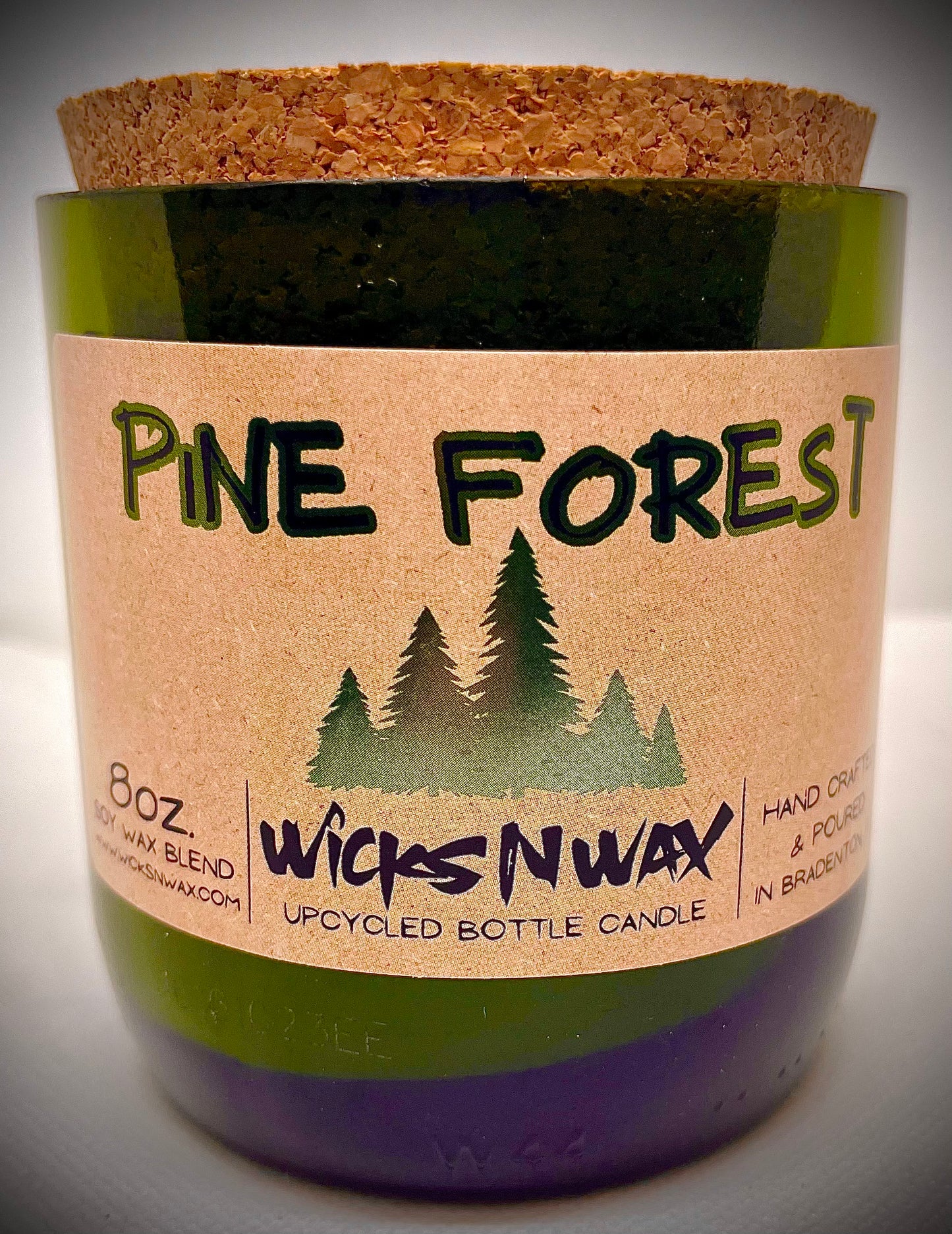 Pine Forest | Candle | Upcycled Champagne Bottle | WicksNWax