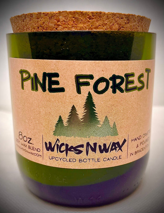 Pine Forest | Candle | Upcycled Champagne Bottle | WicksNWax
