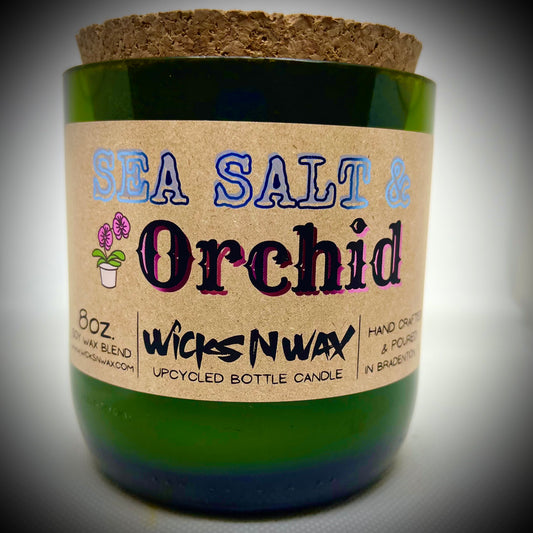 Sea Salt & Orchid | Candle | Upcycled Champagne Bottle | WicksNWax