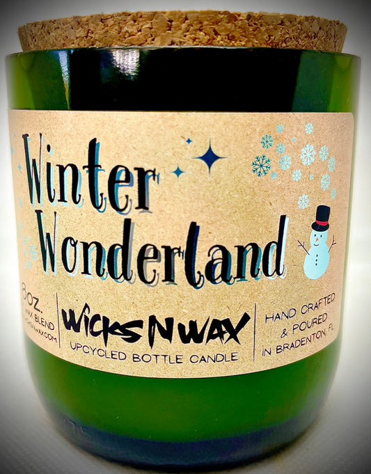 Winter Wonderland | Candle | Upcycled Champagne Bottle | WicksNWax