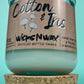Recycled glass candle with cork base and “Cotton & Iris” kraft label