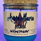 Recycled glass candle in blue jar with cork lid and island label