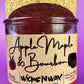 Recycled glass candle with red wax and kraft Apple Maple & Bourbon label
