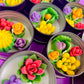 Small cactus art tin set featuring rose, tulip, and green leaf wax pieces