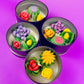 Small cactus art tin set with three cups of colorful flower and leaf wax pieces