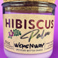 Hibiscus Palm recycled glass candle in frosted jar with printed label