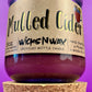 Mulled Cider recycled glass candle with cork base, purple wax, label and wick
