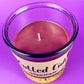 Mulled Cider recycled glass candle jar with visible wick and purple wax surface