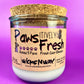 Recycled glass candle with cork lid and cream wax, printed pet odor eliminator label