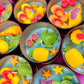 Small WicksNWax sea art tin with pineapple and turtle wax melts, starfish, and shells