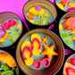 WicksNWax small sea art tin candle with colorful seashell and starfish wax shapes