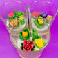 WicksNWax cactus art candle set in clear glass cups with mixed cactus flower wax
