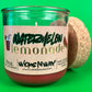 Recycled glass candle jar with cork base, Watermelon Lemonade label, WicksNWax